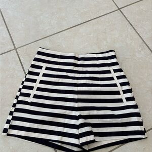 Zara Black and White Striped High-Waist Shorts